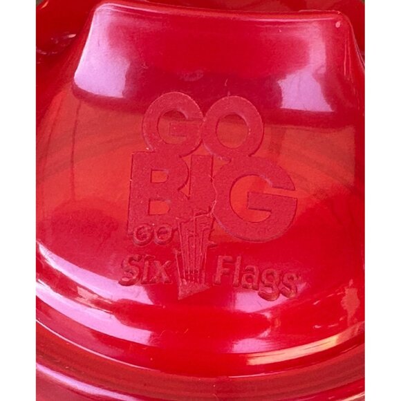 Set of 3 Go Big Go Six Flags Member Red 18-20 oz. Plastic Tumblers w/Top Handle - Picture 13 of 13
